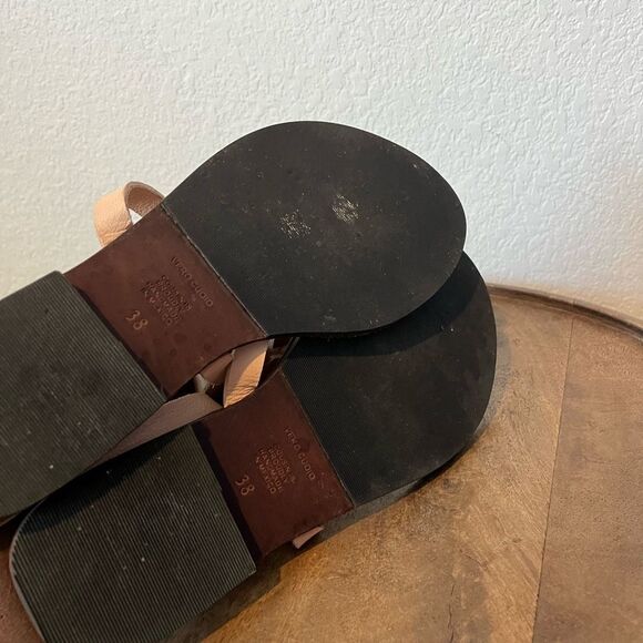Cousin Tan Veg Tan Leather Jinjer Twist-Strap Thong Sandals Women's Size 38 US 8 - Picture 5 of 7